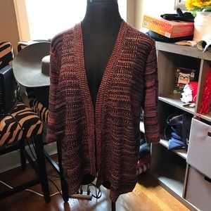 Black and rainbow cardigan.